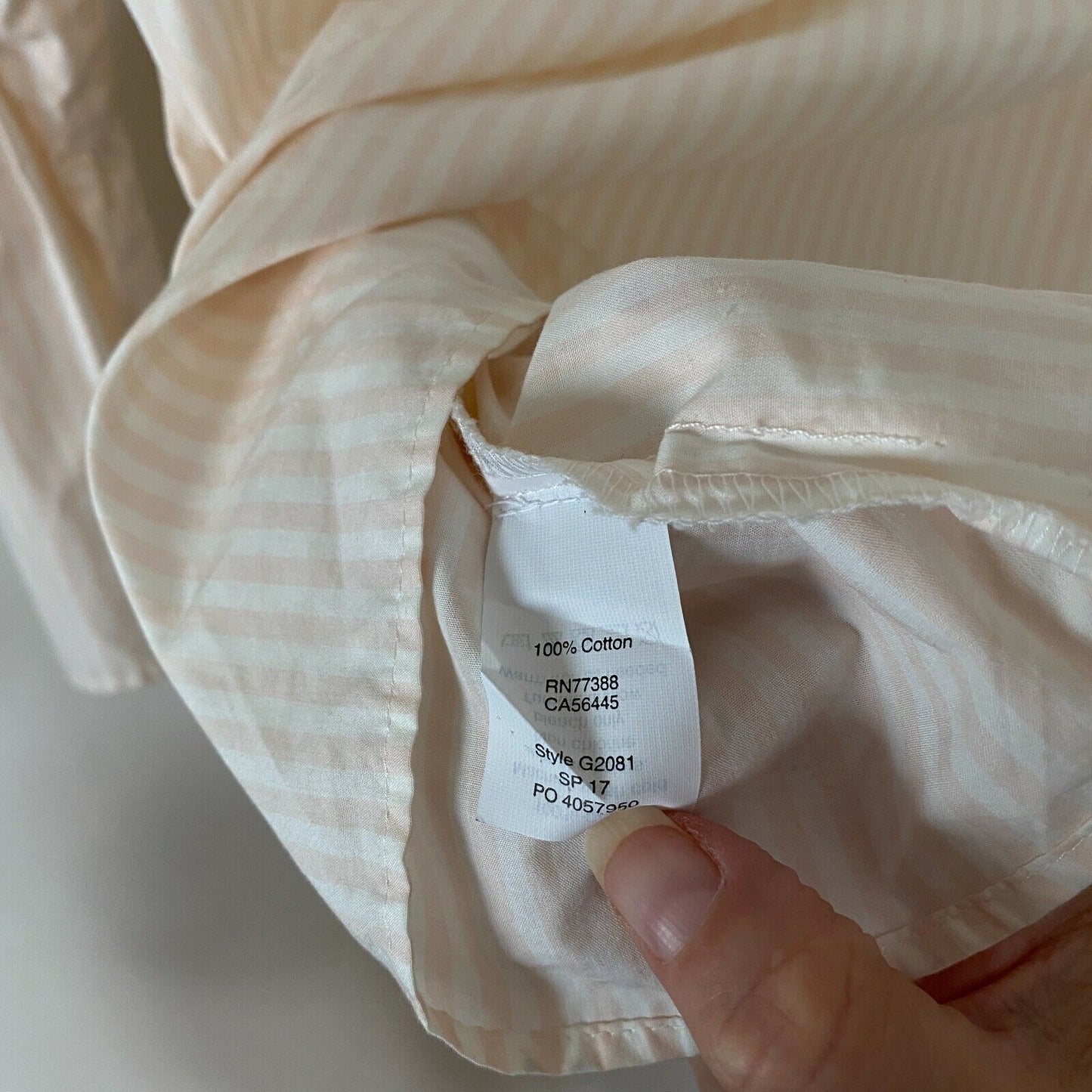 Madewell Apricot Ivory Poplin Stripe Ruffle Keyhole Blouse