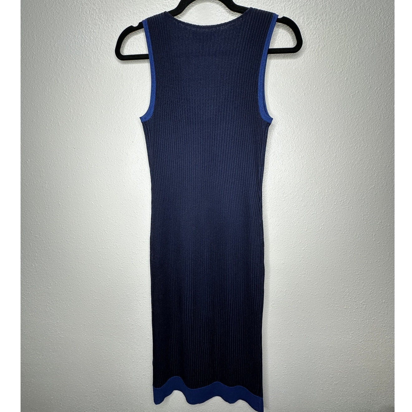rag & bone Navy Blue Cora Ribbed Double Knit V-Neck Sleeveless Midi Dress XS