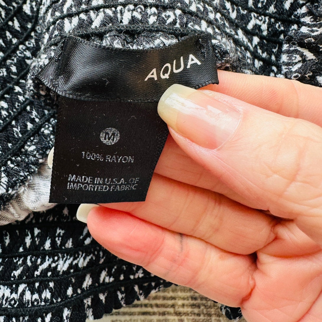 Aqua Black & White Diamond Print Elastic Waist Pocketed Short Shorts M