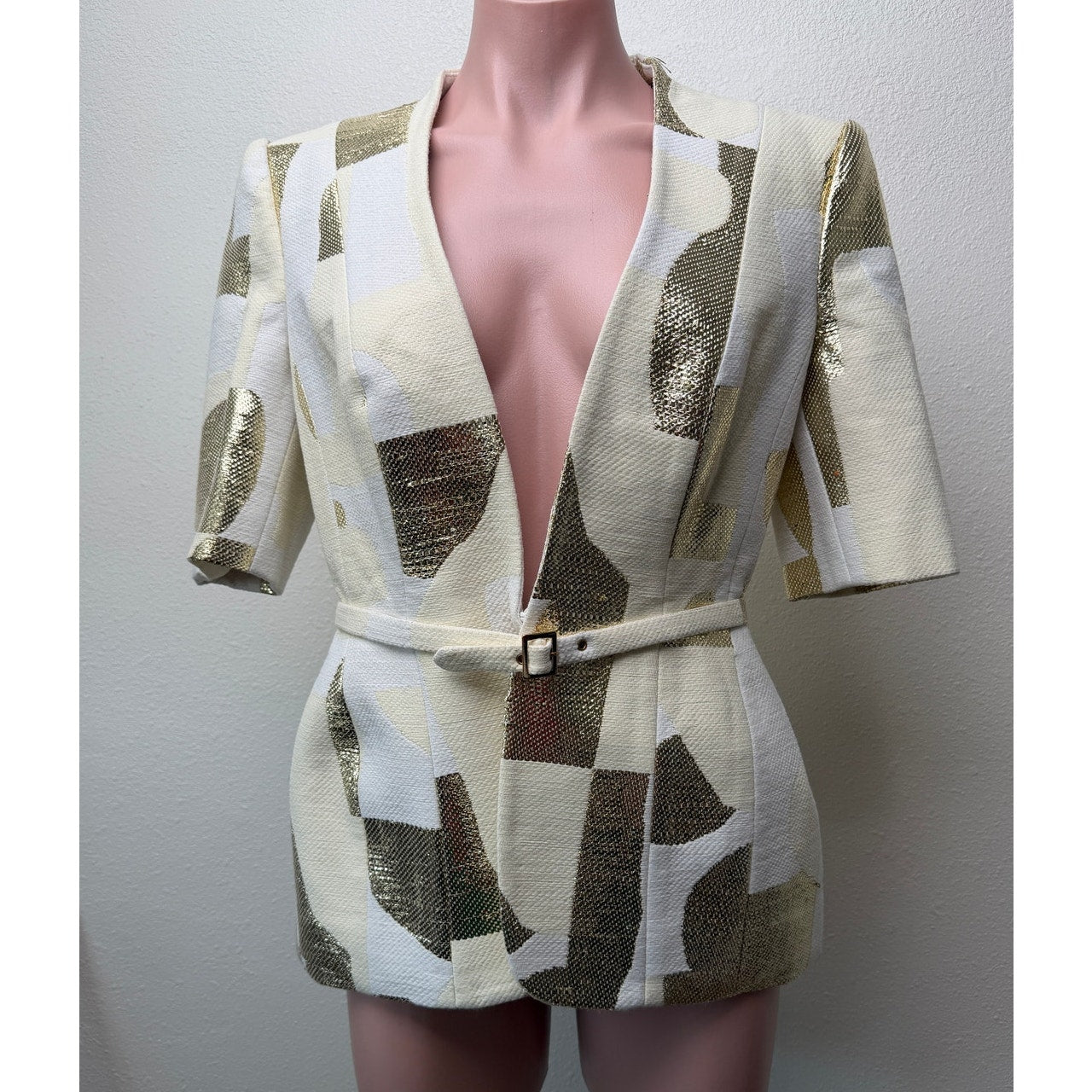 August Getty Atelier "Thalia" Brocade Belted Blazer Women's US 6