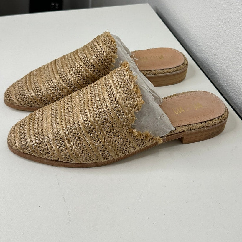 Mi.iM Ally Tan Pointed Toed Woven Textile Upper with Leather Sole Mule Flats 7