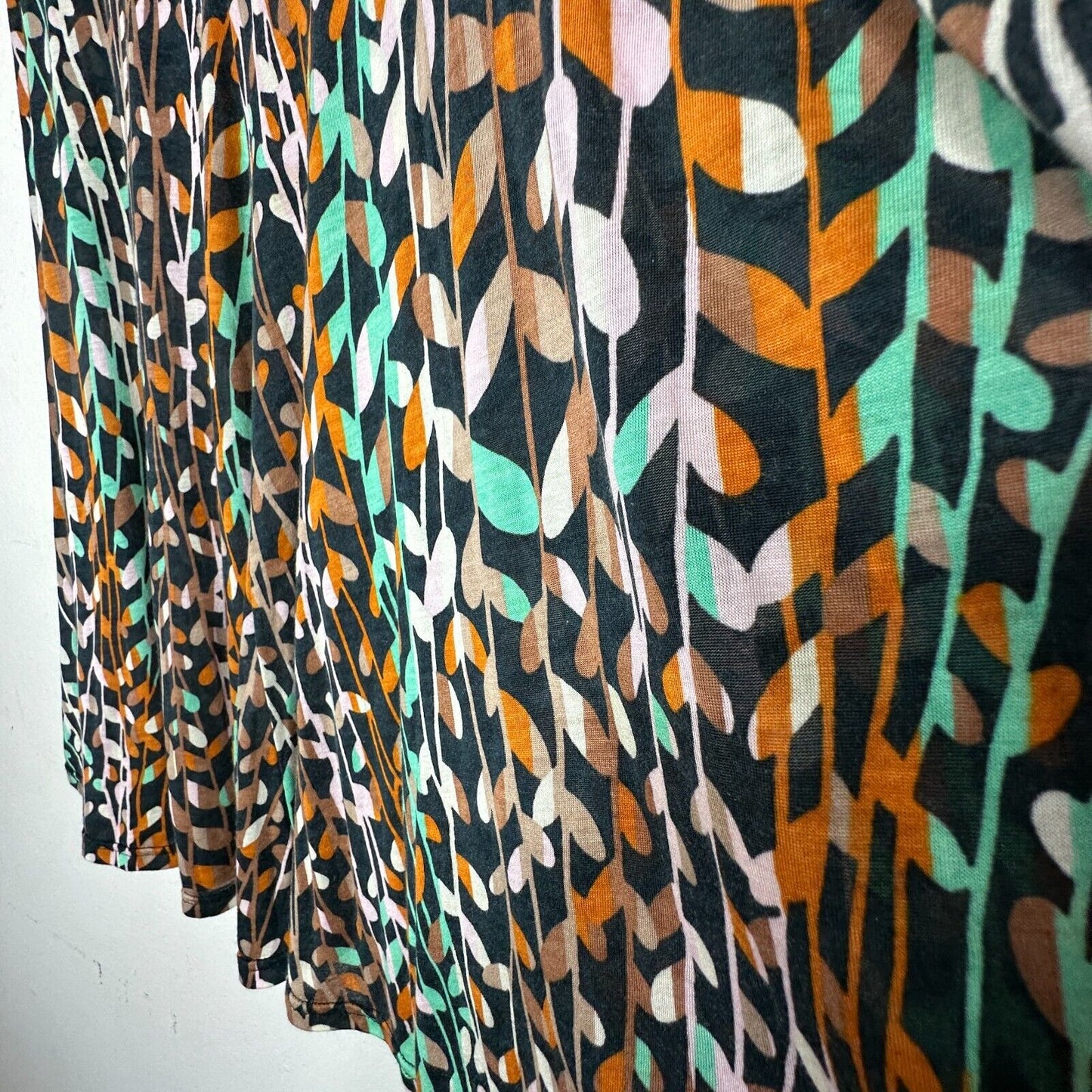 Vintage Y2K Stunning Missoni Teal White & Orange Abstract Floral Jersey Skirt 10