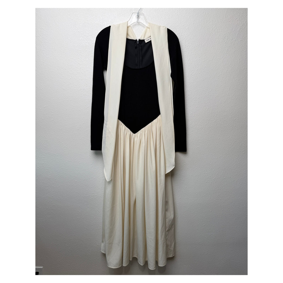 The Bekk Claire Scarf Basque Waist Maxi Dress Black Ivory Women's US S
