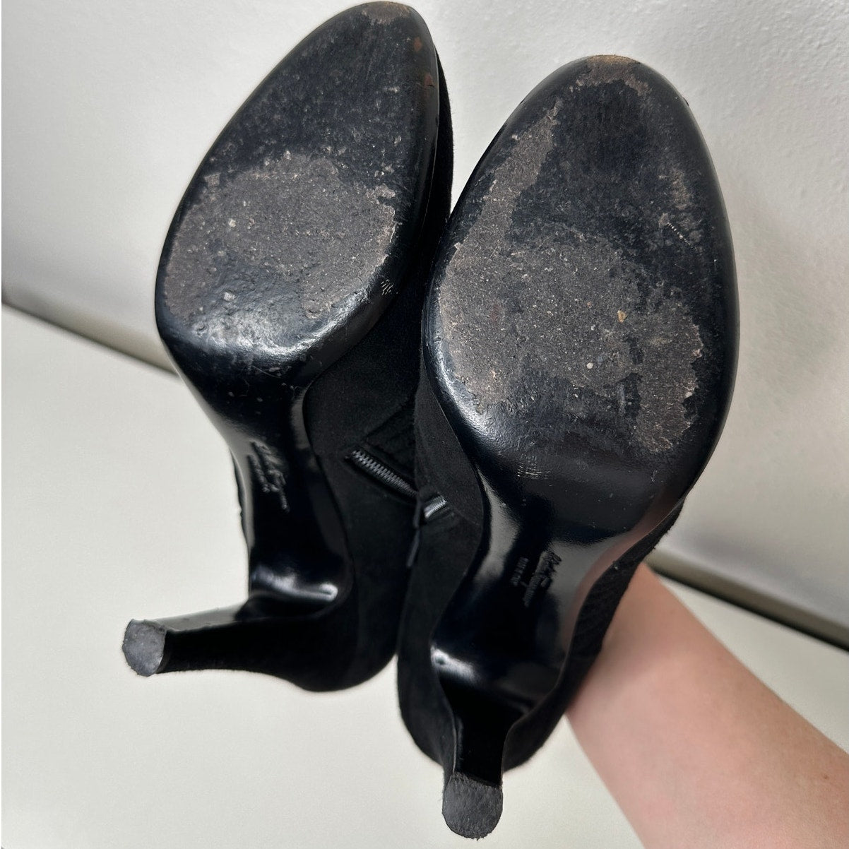 Salvatore Ferragamo Black Suede Narni Stiletto Bootie Side Zip 8