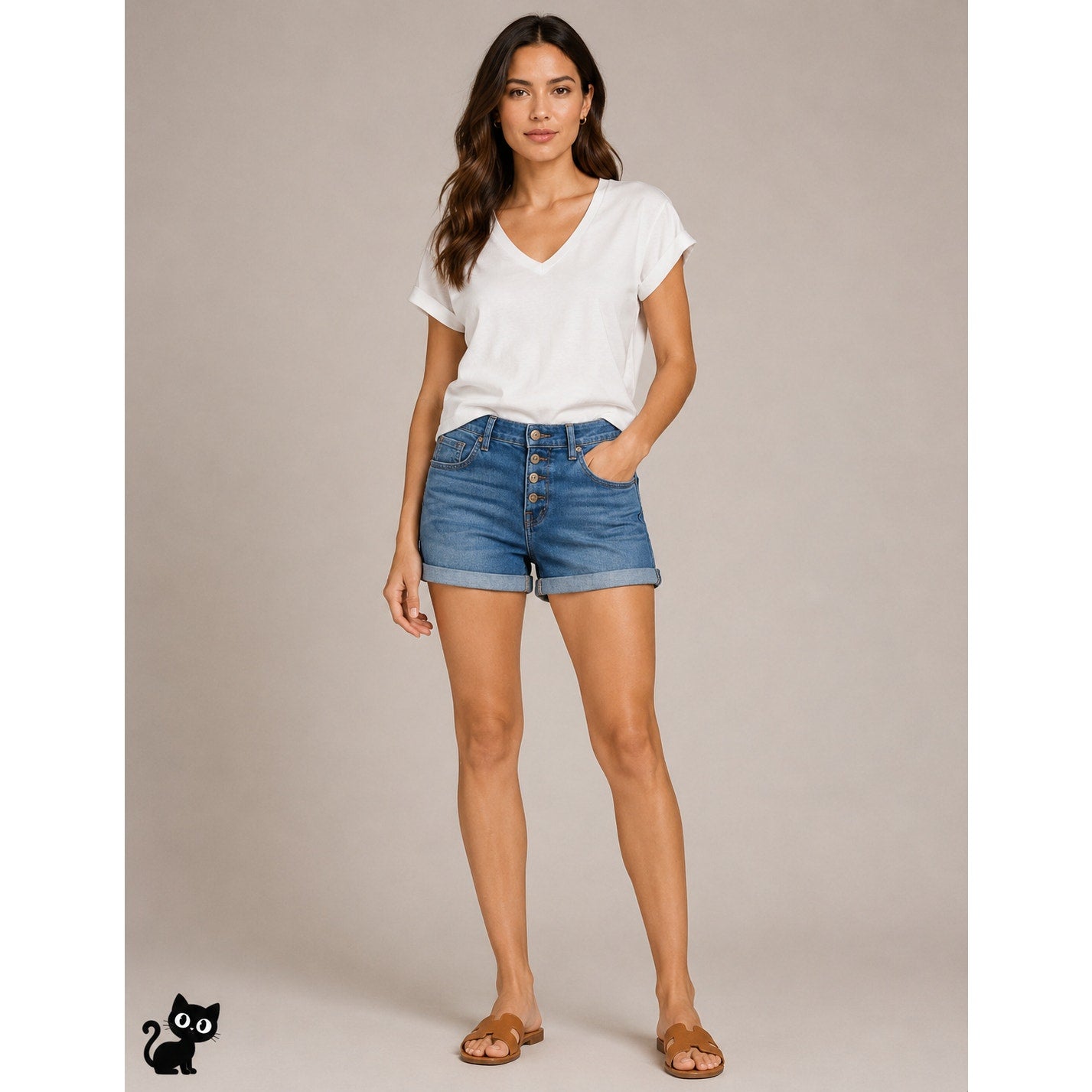 7 For All Mankind Medium Wash Mid Rise Button Fly Roll Up Cuff Jean Shorts 26