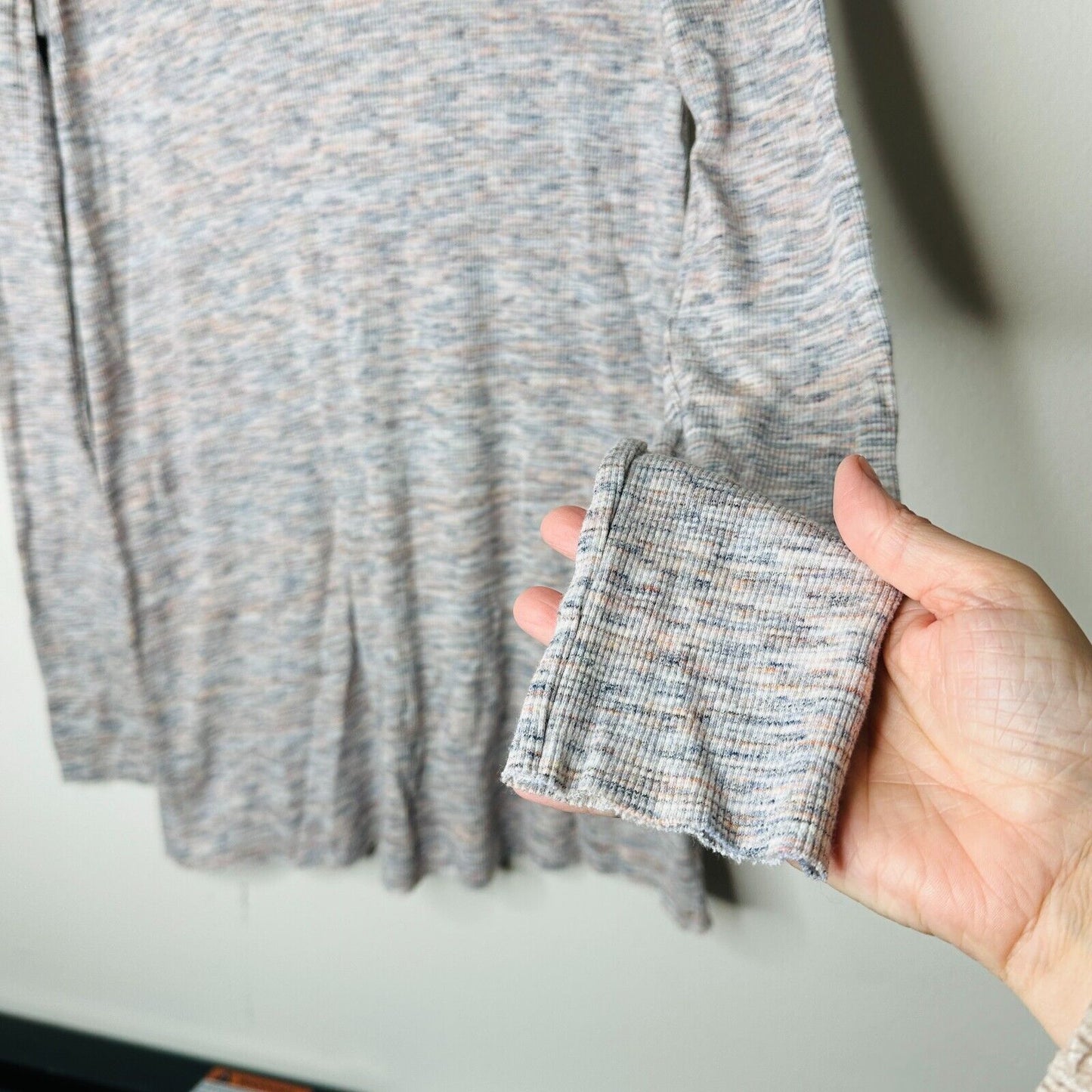 We The Free Ivory Multi-Color Long Sleeve Open Back Turtleneck Tunic Medium