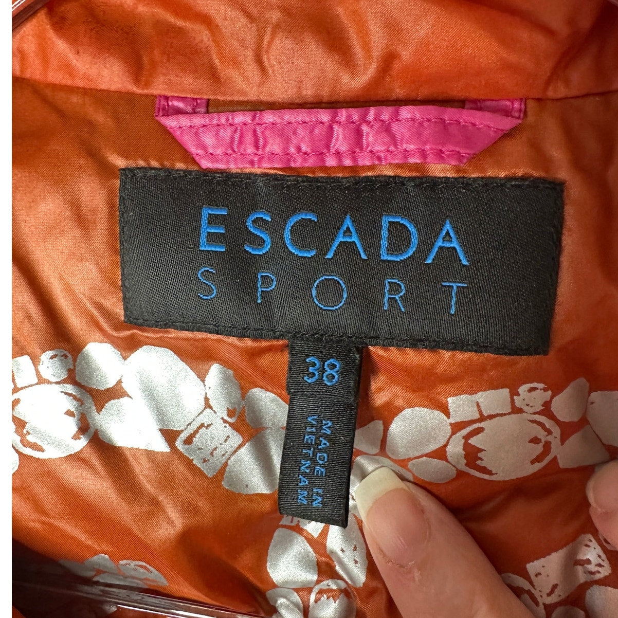 Escada Sport Orange Goose Down Quilted Puffer Belted Vest 38 / 8