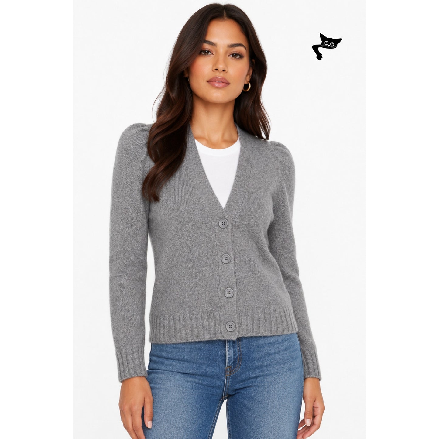 NWT C by Bloomingdales Gray Cashmere Cardigan Women XS