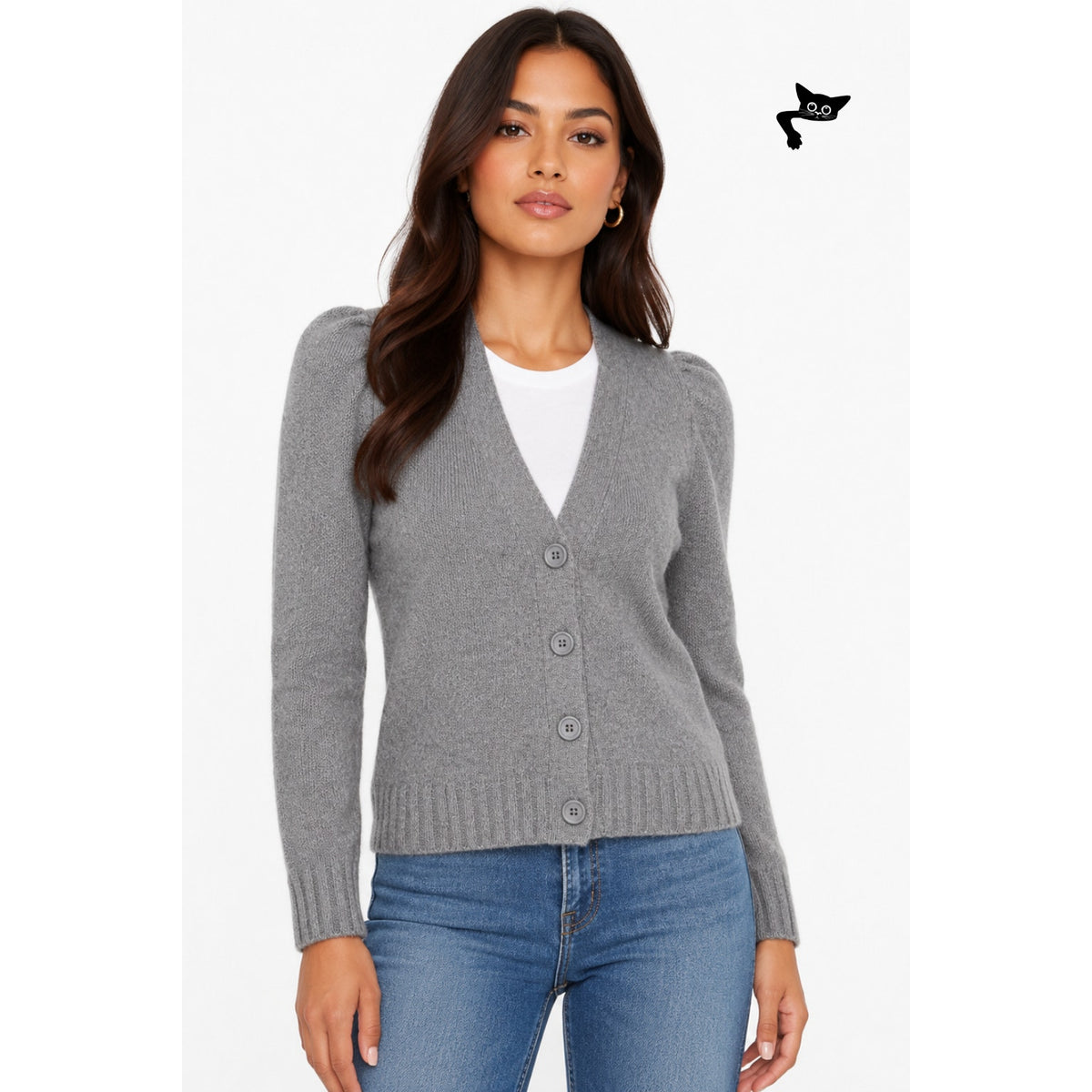 NWT C by Bloomingdales Gray Cashmere Cardigan Women XS