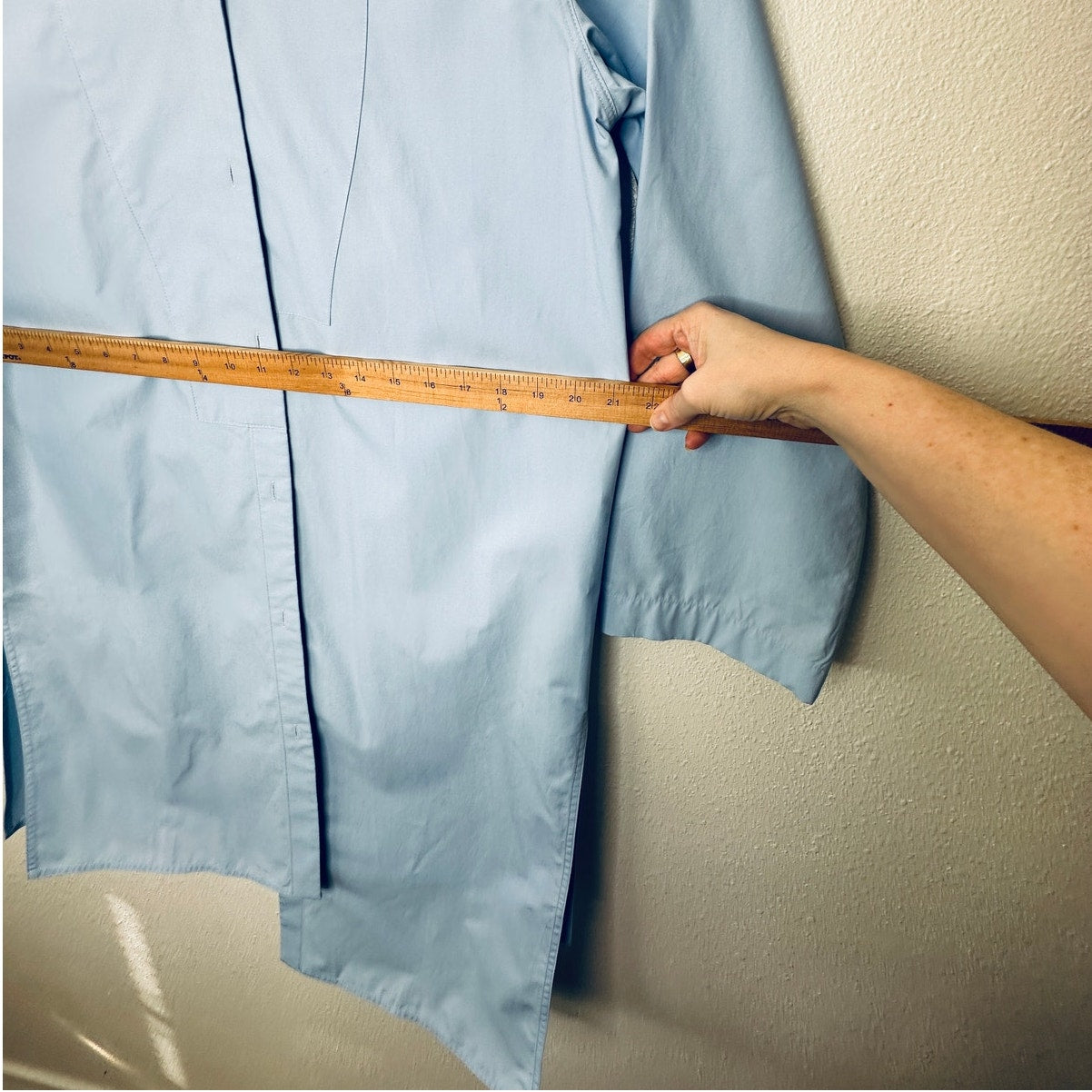 Loewe Light Blue Front Button Split Side Asymmetrical Hem Shirt Dress S