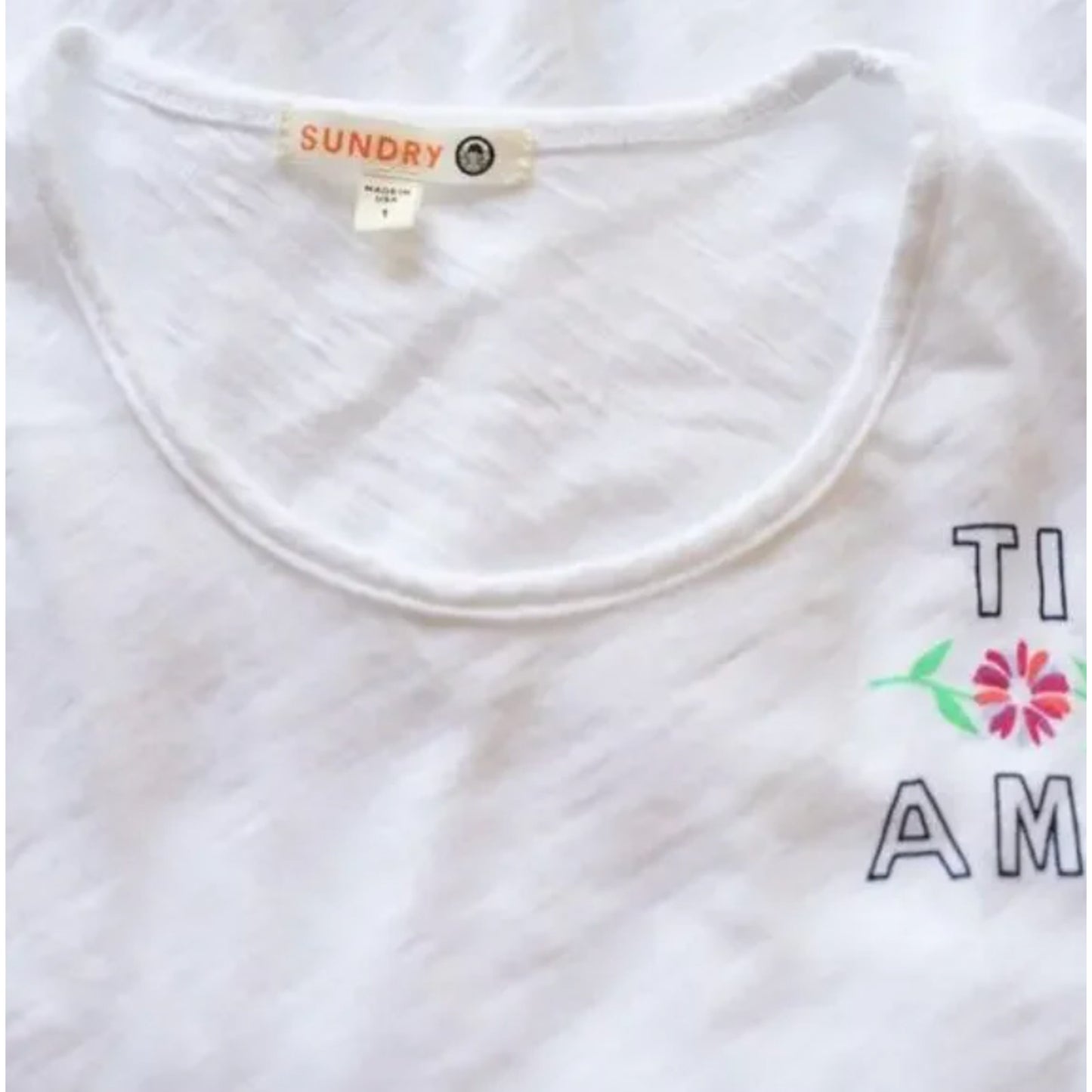 Sundry Ti Amo Graphic White Peplum Tee Tier Front Ruffle Relaxed Tank Top 2