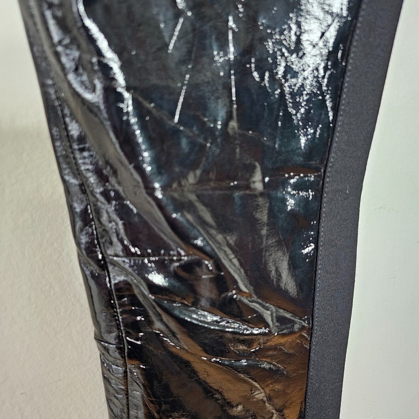 Karl Lagerfeld Black Patent Leather High Waist Side Zip Skinny Legging Pants SM