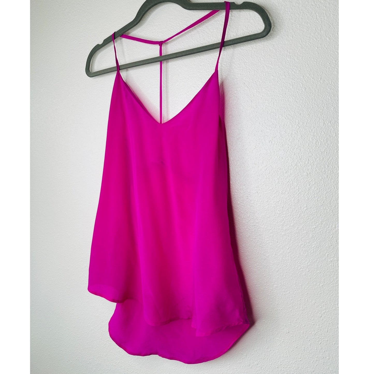 Lavender Brown Pink Fuscia Semi Sheer V-Neck T-Band Cami M