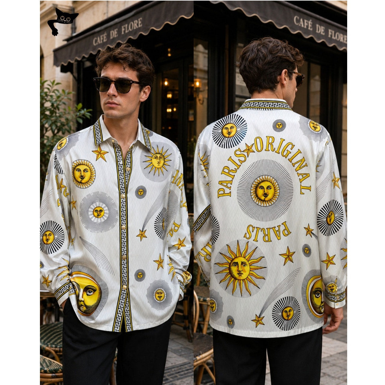 Gianni Versace Men's L White Celestial Silk Shirt