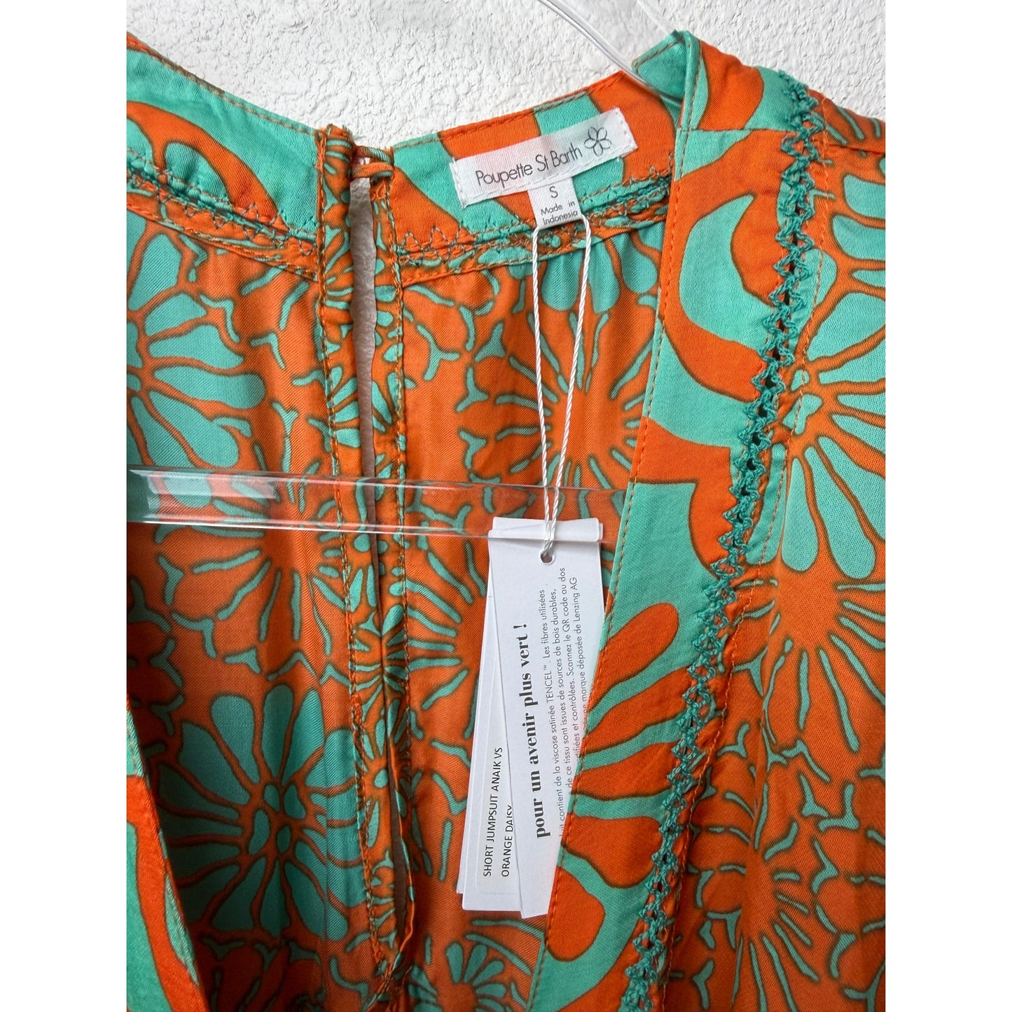 NWT Poupette St Barth Anaik Orange Green Womens Jumpsuit S