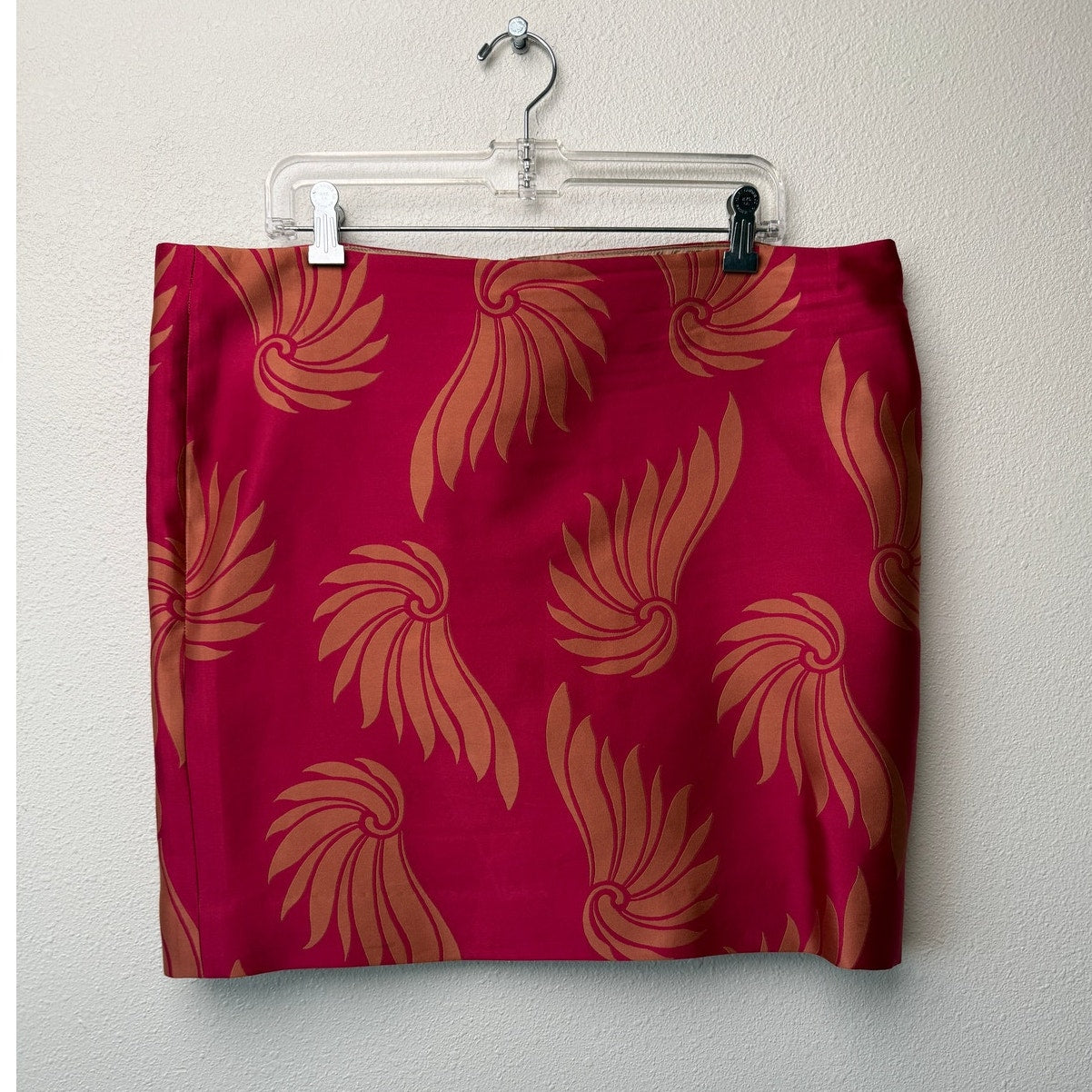 Dries Van Noten Fuchsia Peach Shell Silk Skirt US 12