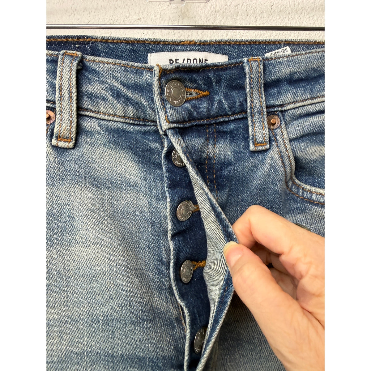 RE/DONE Blue High Rise Wide Leg Crop Jeans Women's 26