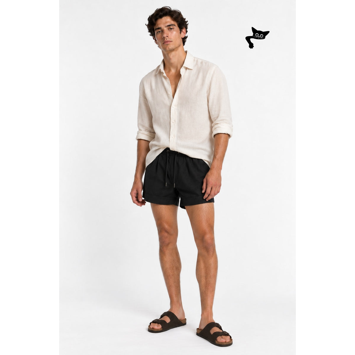 Ralph Lauren Purple Label Black Linen Pleated Drawstring Shorts Men's US M