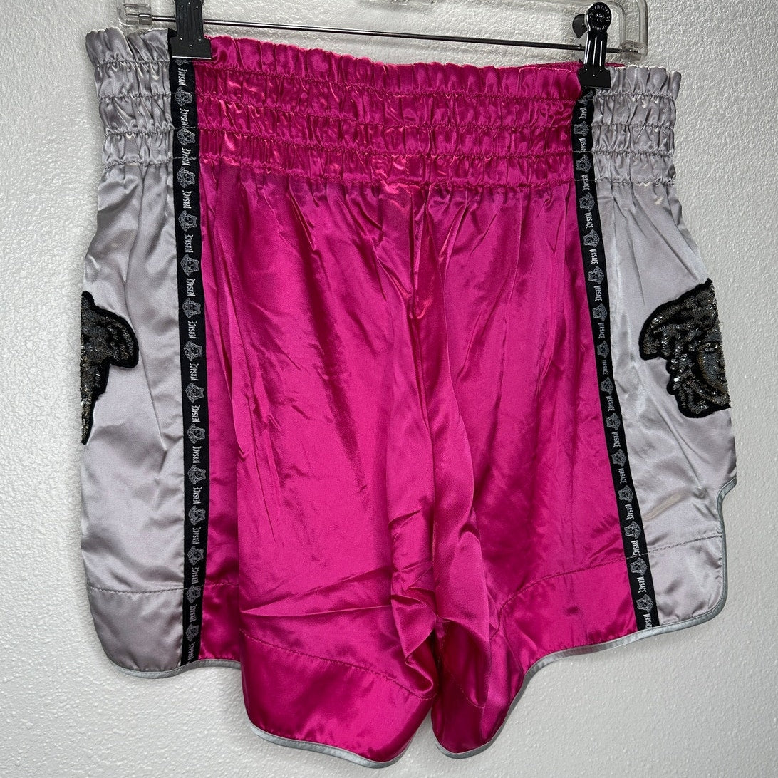 Versace Muay Thai Boxing Shorts Pink Silver Versace Medusa Patch 50 / L