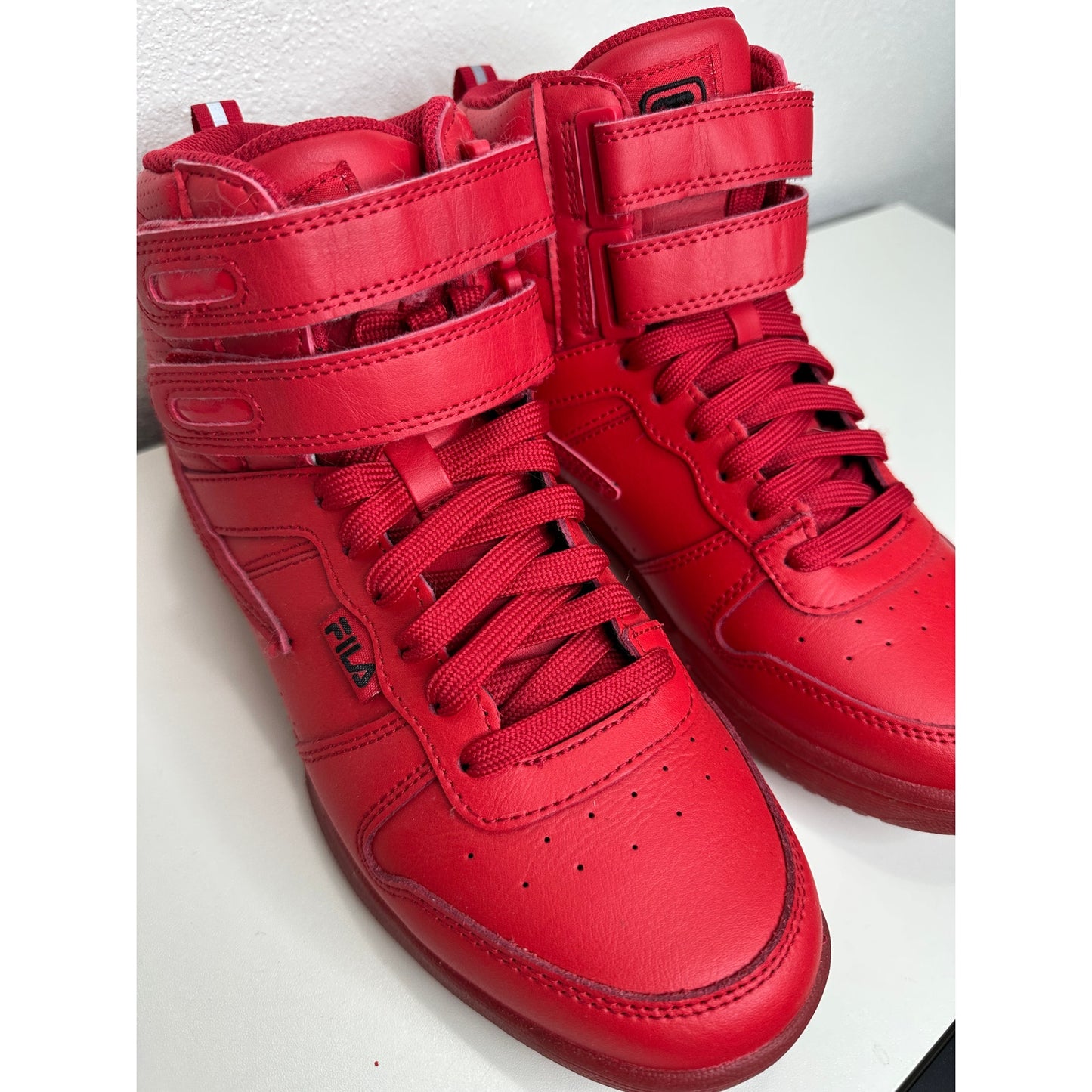 Fila Red Monochromatic F-14 High Top Casual Sneaker Shoe 8