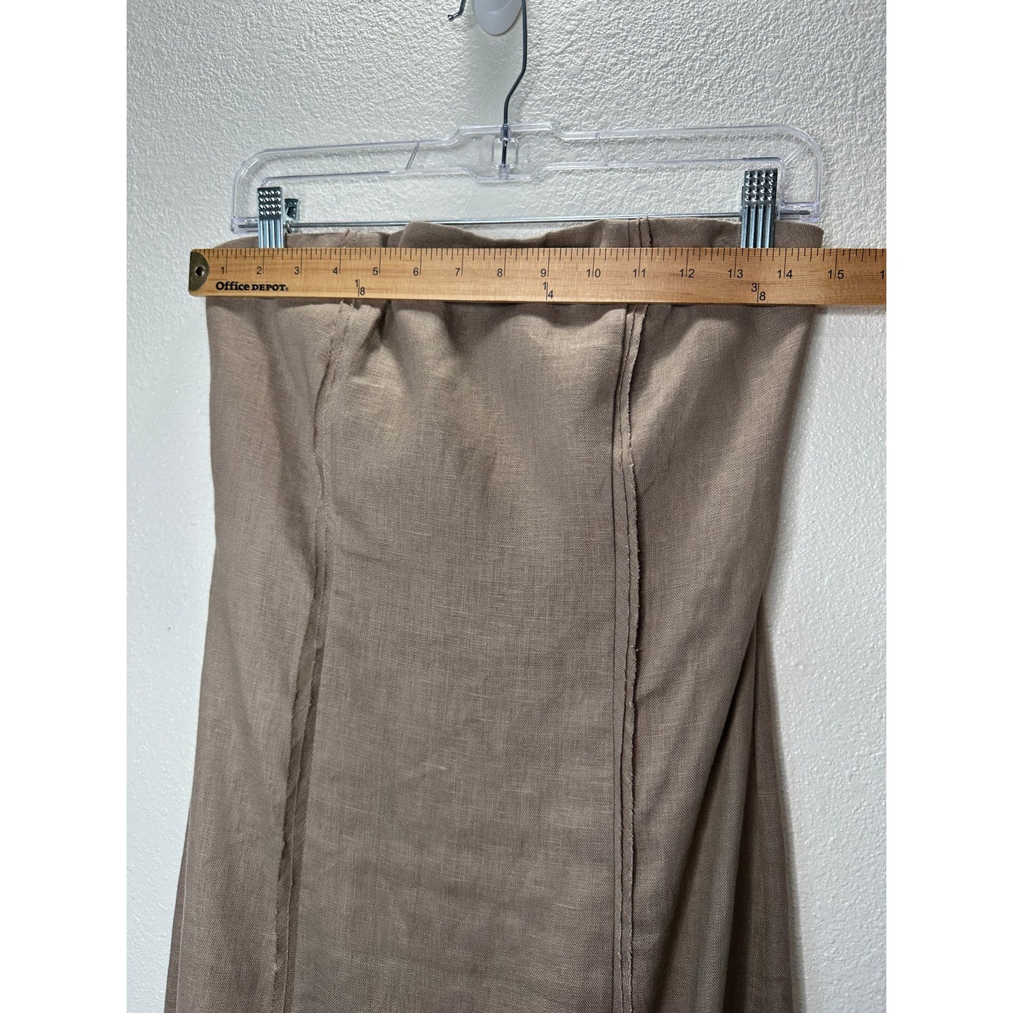 All Row Taupe Strapless Raw Pleat Front Design Back Zip Midi Dress S