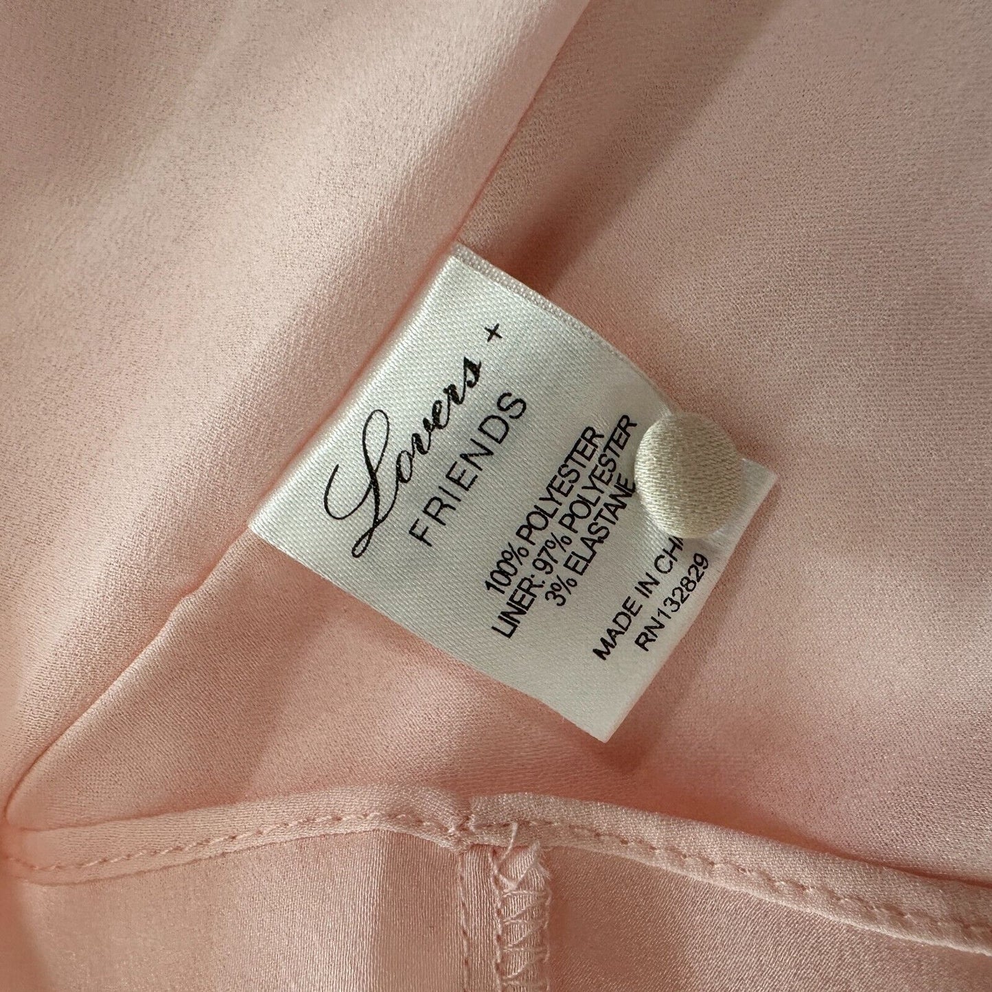 NWT Lovers + Friends The Slip Satin Maxi Dress Pink-Champagne Lined Back Button