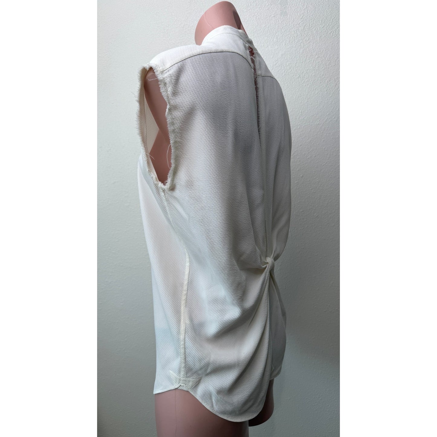 Helmut Lang Ivory Tie Back Sleeveless Blouse US S