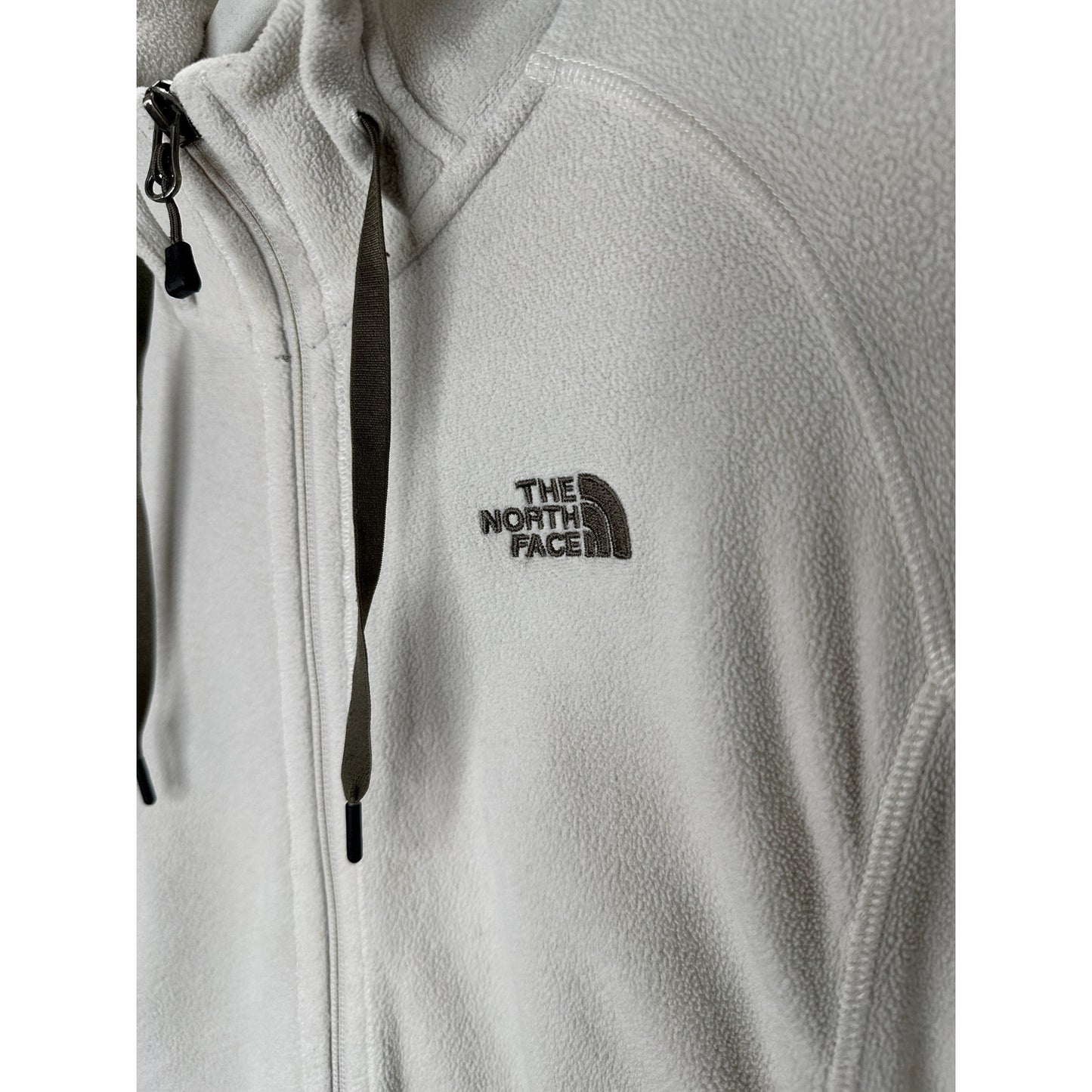 Northface Cream Polartec Fleece Pocketed Zip Hoodie Small