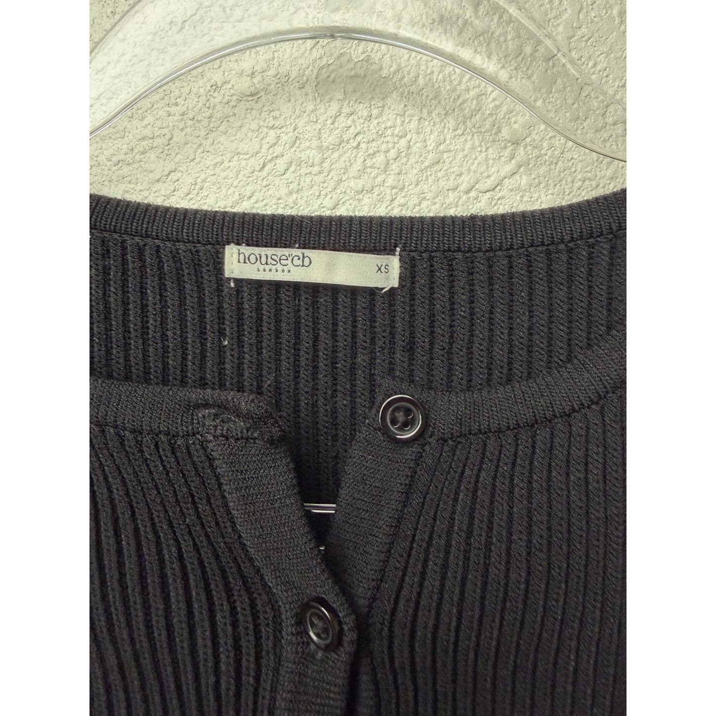 House of CB Sylvia Black Ribbed Cardigan Women XS
