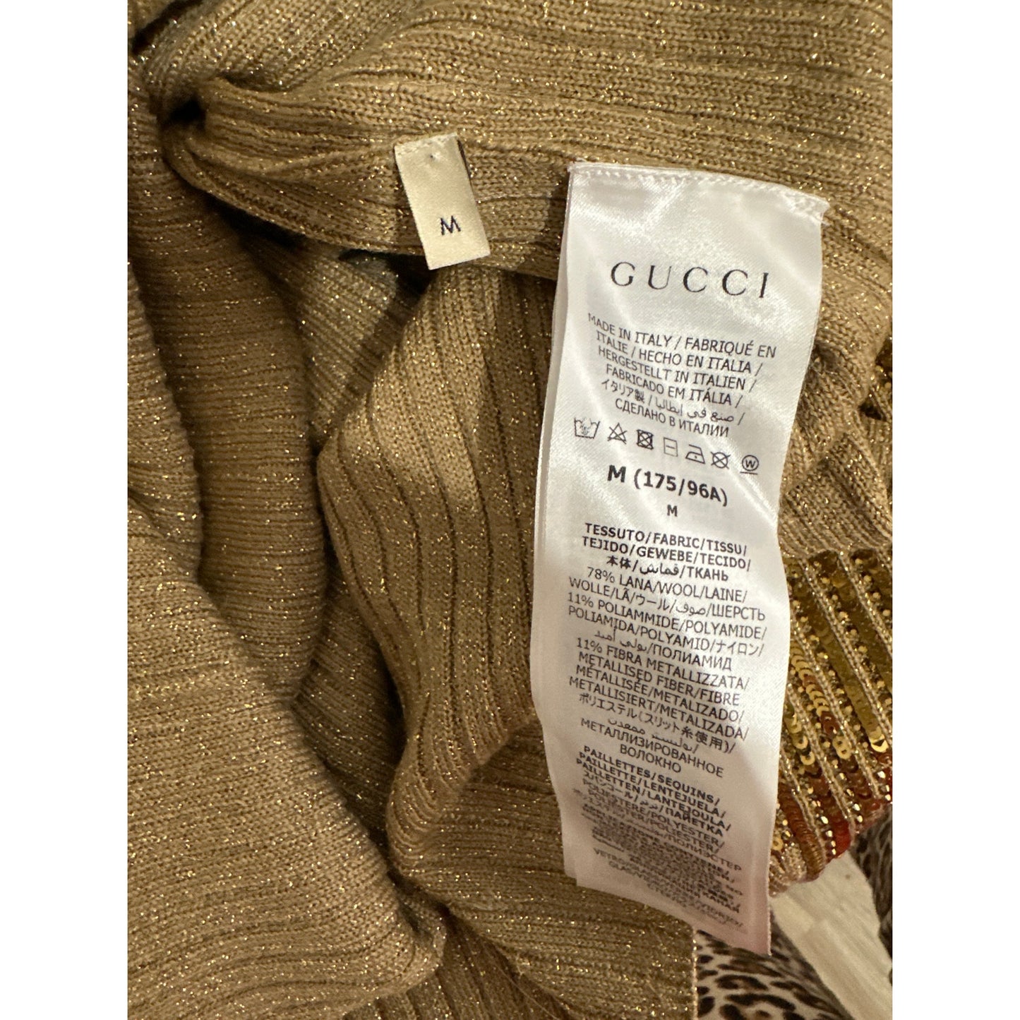 Gucci Sweater Gold Womens US M Sequin Turtleneck