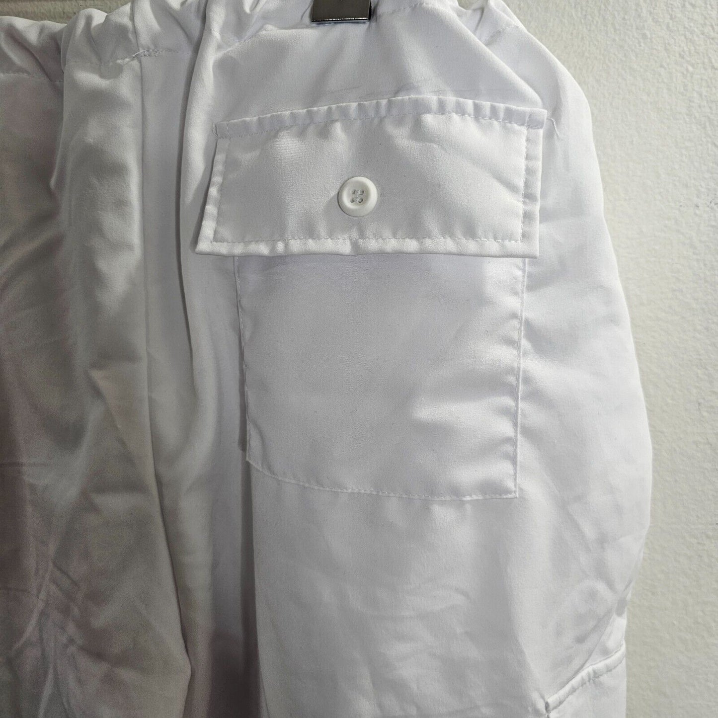 White Drawstring Wide Leg Utility Pants Cinch Ankle Baggy Medium