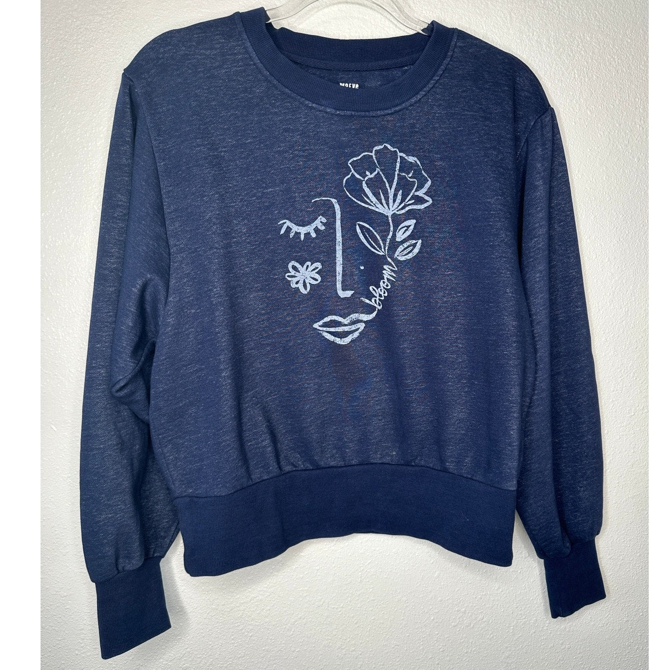 Maeve Navy Blue Visage Graphic Long Sleeve Sweatshirt S