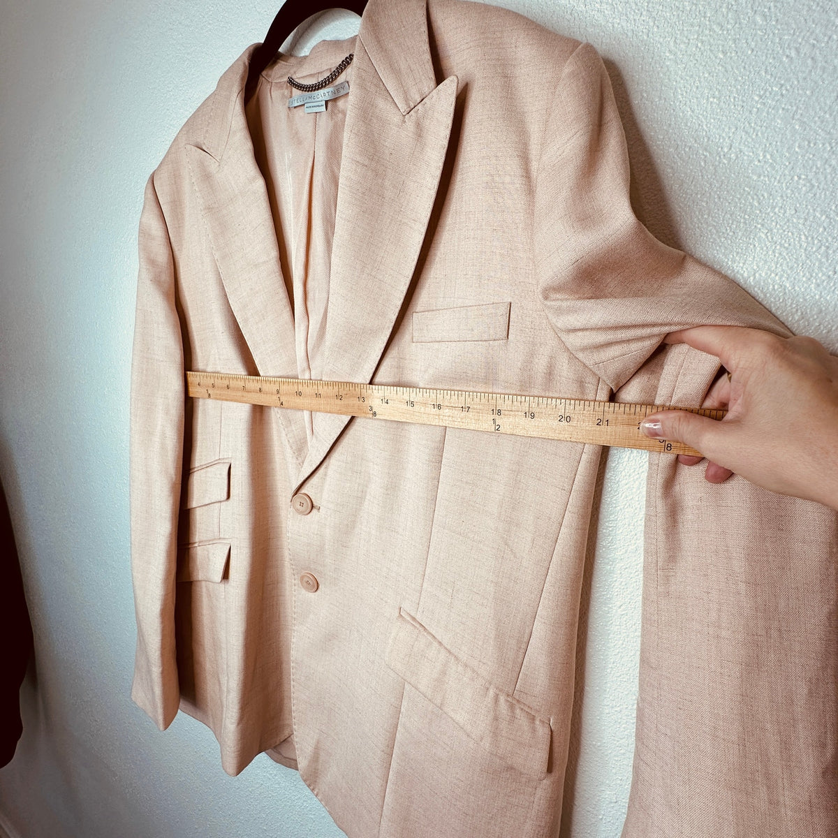 Stella McCartney Light Peach Front Button Viscose Linen Blazer Jacket 42
