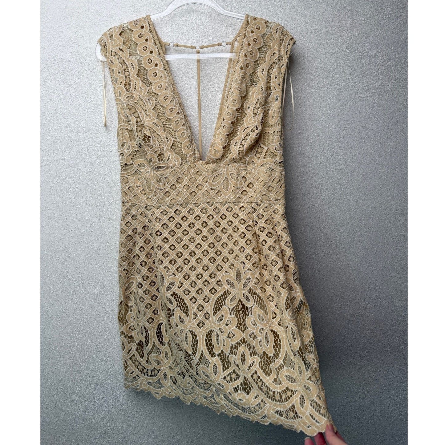 NWT Free People One Million Lovers Ivory Crochet Lace Mini Dress Size 10