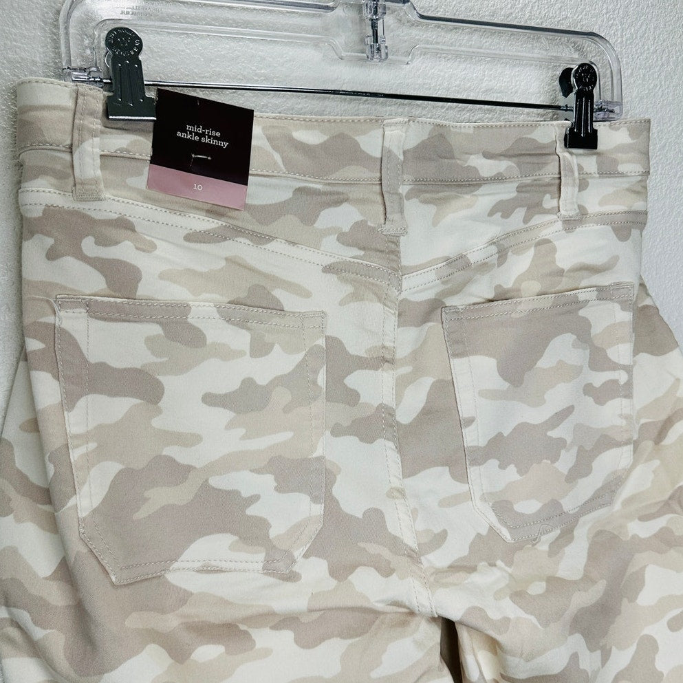 NWT Knox Rose Tan Army Camo Print Skinny Mid Rise Ankle Jean 10