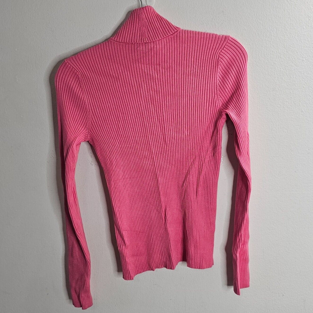 525 American Pink Form Fitting Ribbed Knit Long Sleeve Turtleneck Top Small