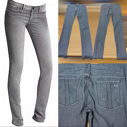 Vintage Y2K Habitual Gray Black Low Rise Straight Skinny Denim Jeans 25