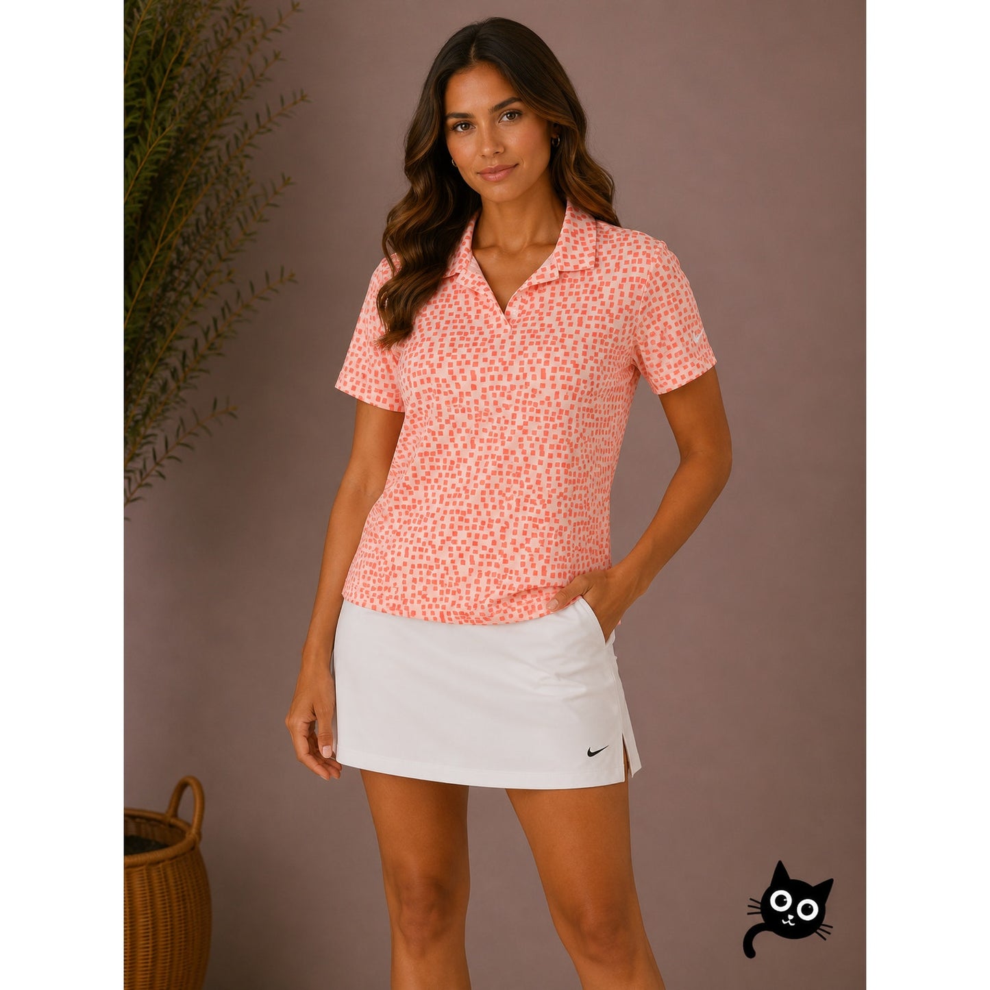 Nike Peach & Cream Breathe Golf Dry-Fit Polo Shirt L