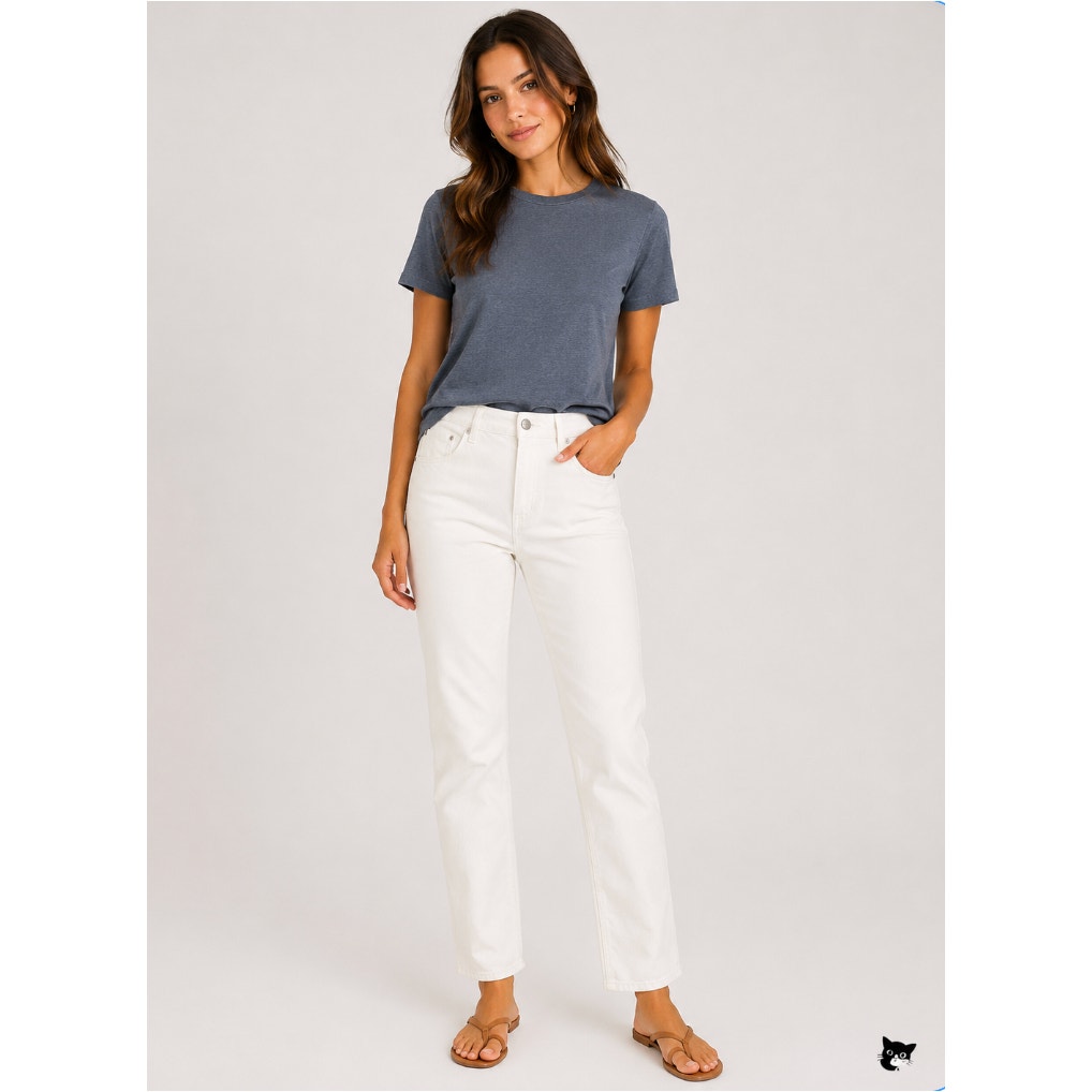 NWT Goldsign The A Jean Ivory Straight Leg Jeans US 32