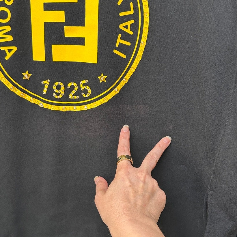 Fendi Black Roma 1925 Logo Crewneck Sweatshirt Women’s L