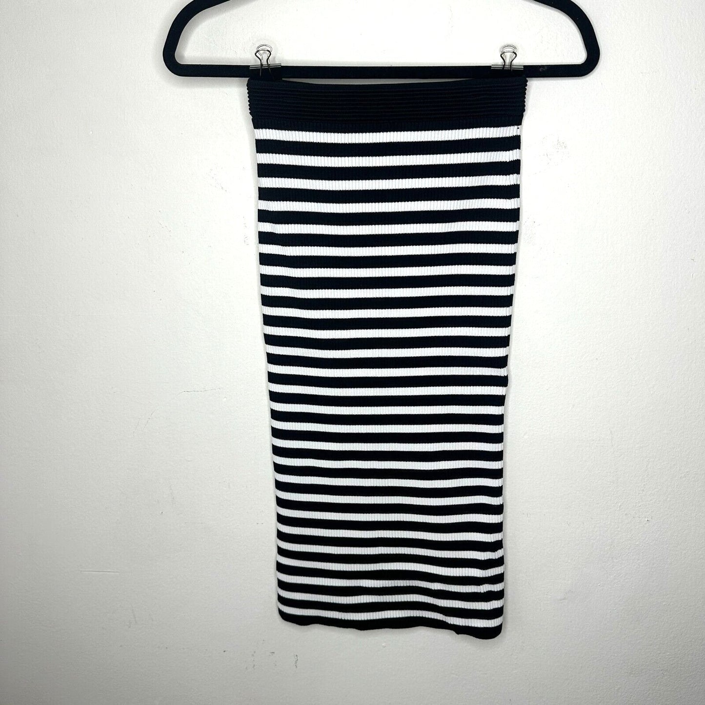 Michael Kors Black & White Striped Stretch Bodycon Tube Maxi Skirt XXS