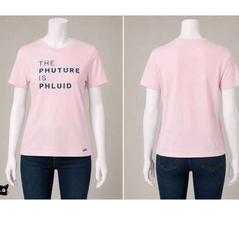 PHLUID PROJECT Pale Pink Crew Neck Graphic Tee Shirt Top Large LGBT LGBTQIA 3