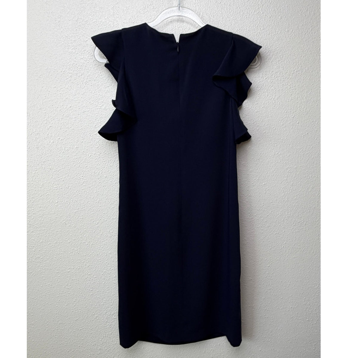 Trina Turk Navy Ruffle Sleeve Keyhole Sheath Cocktail Dress XS