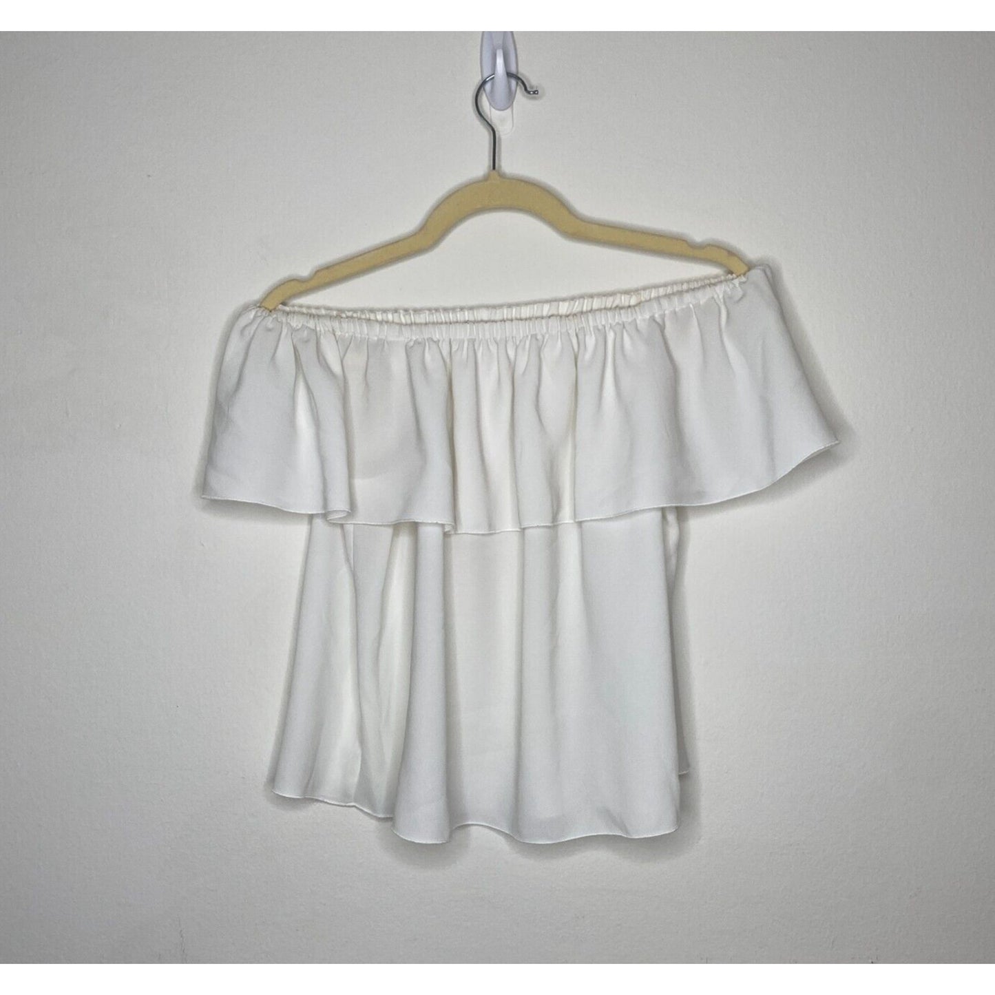 Aritzia Wilfred Silk Promener Off Shoulder Flowy Ruffle Blouse Off White Small