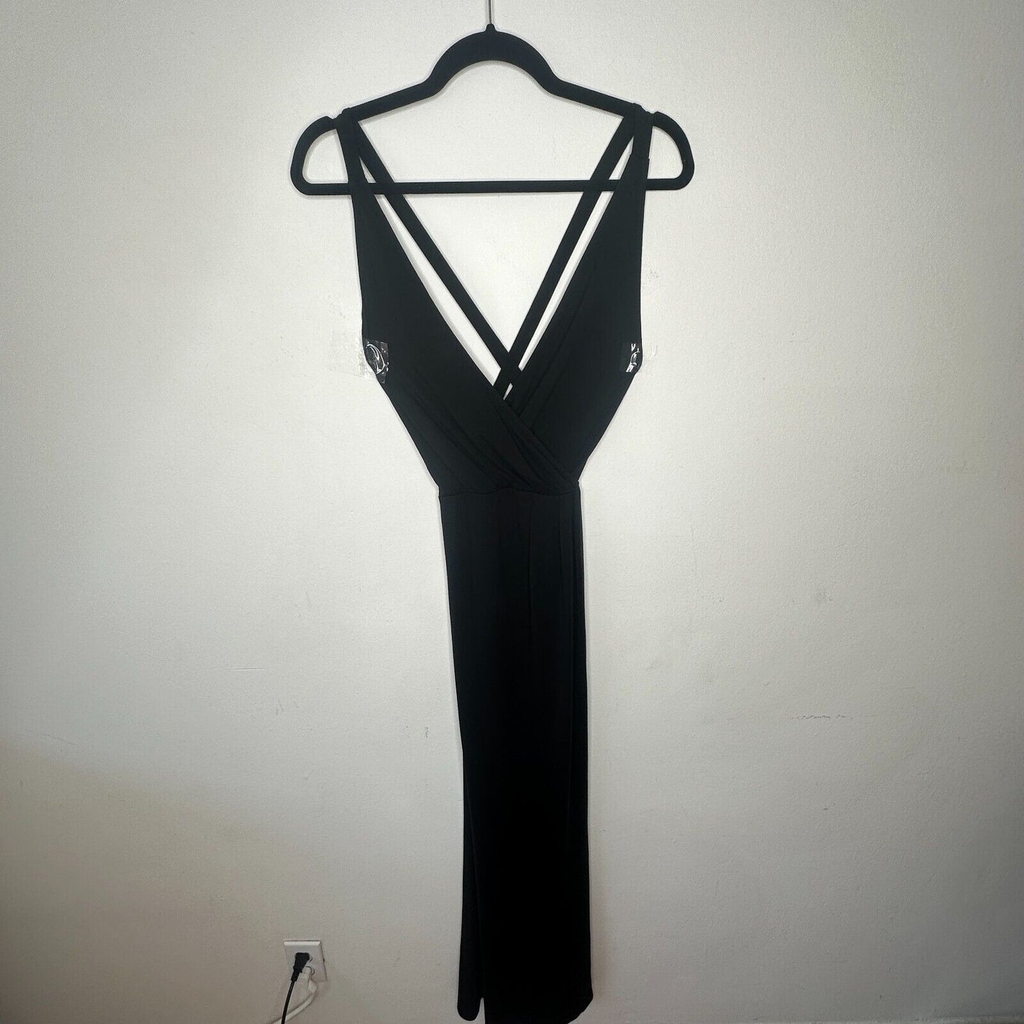 Reformation Sexy Black Vienna Maxi Deep-V Front Criss Cross Back High Slit XS