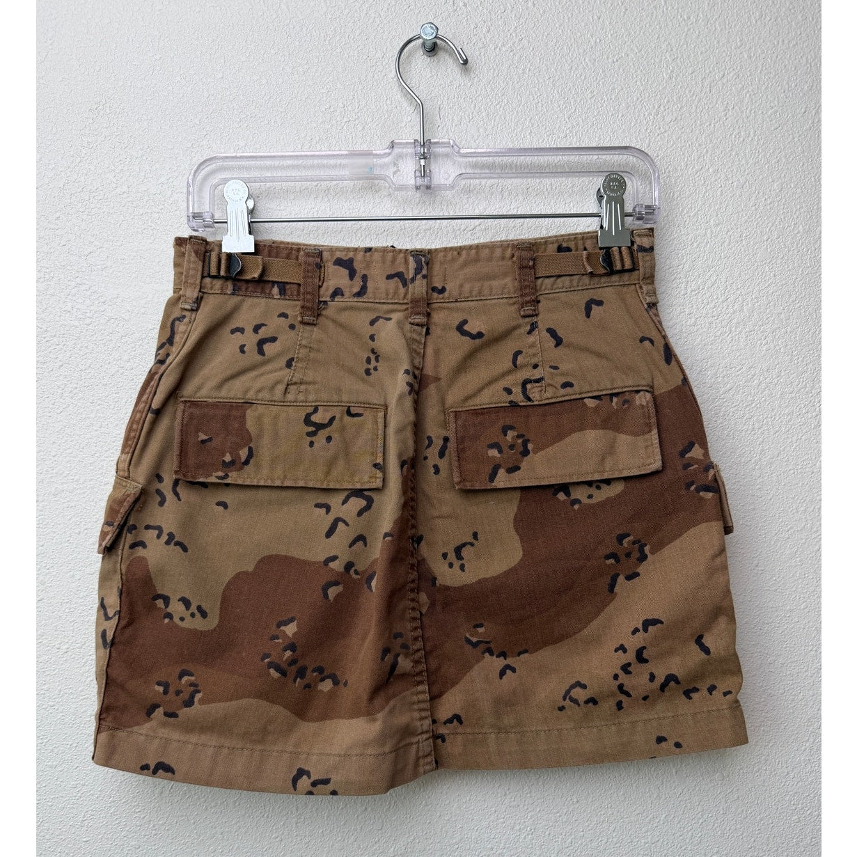 RE/DONE Womens Desert Camo Zip Utility Mini Skirt XS