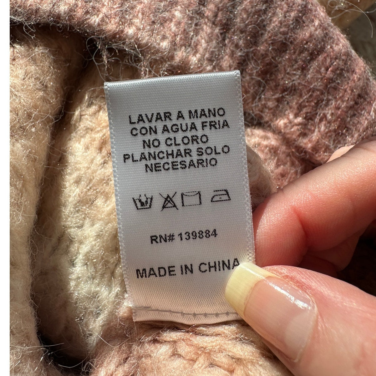 a. peach Cream Peach & Muted Red Striped Turtleneck Crop Sweater S