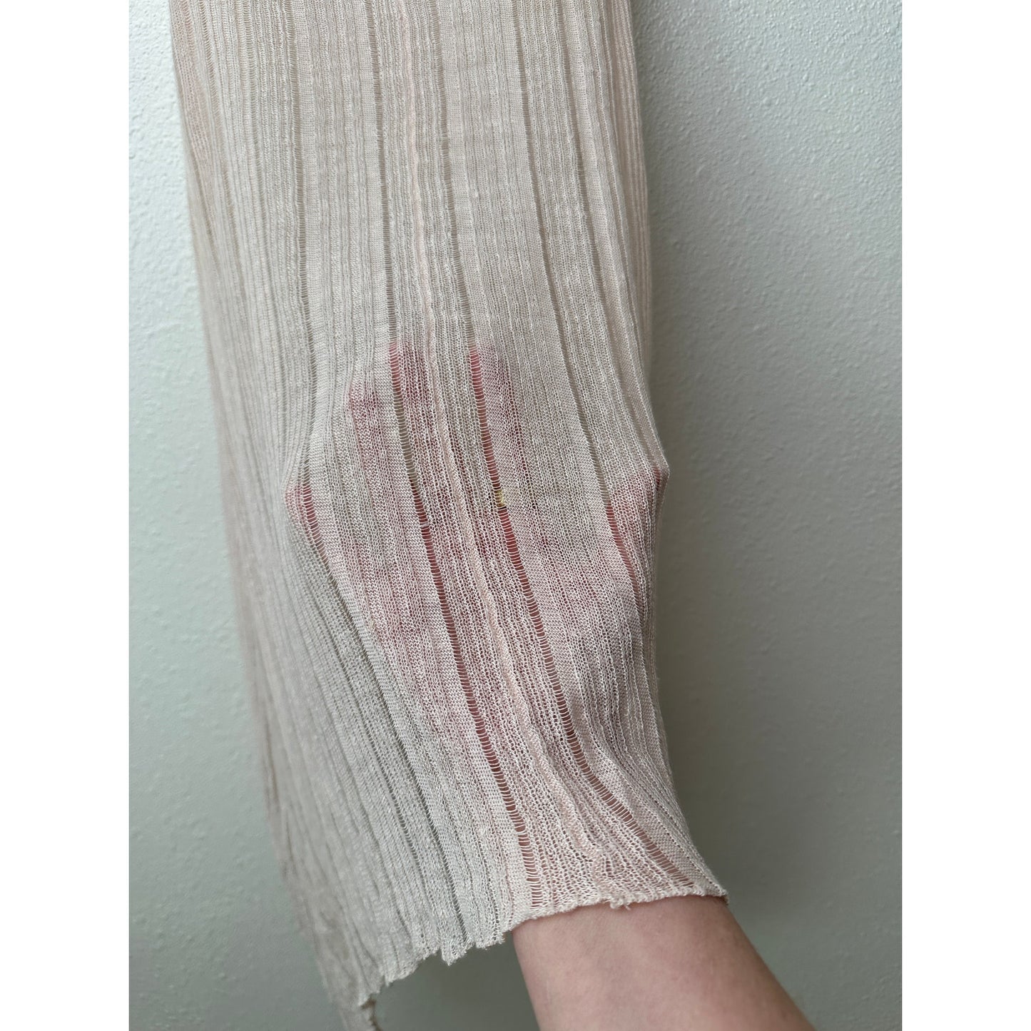 Eileen Fisher Pink Sheer Linen Silk High Low Tank Top L