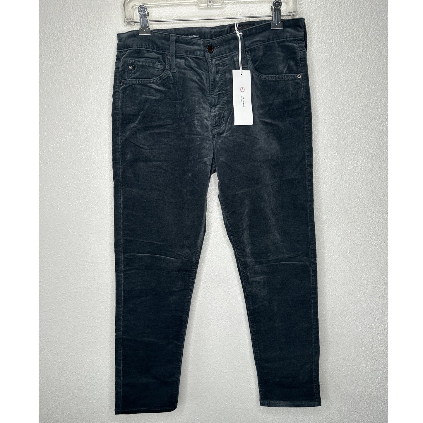 NWT AG Adriano The Farrah Steel Gray High Waist Skinny Velvet Jeans