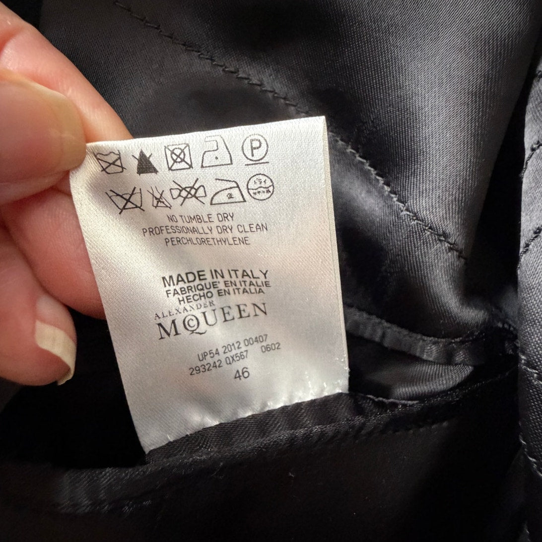 Alexander McQueen Black Cashmere Silk Double Breasted Frock Coat Men's US 36